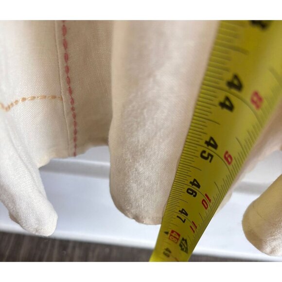 J.Jill Womens Crochet Short Slevee 100% Linen Long Embroidered Dress Beige Sz L - Picture 10 of 14